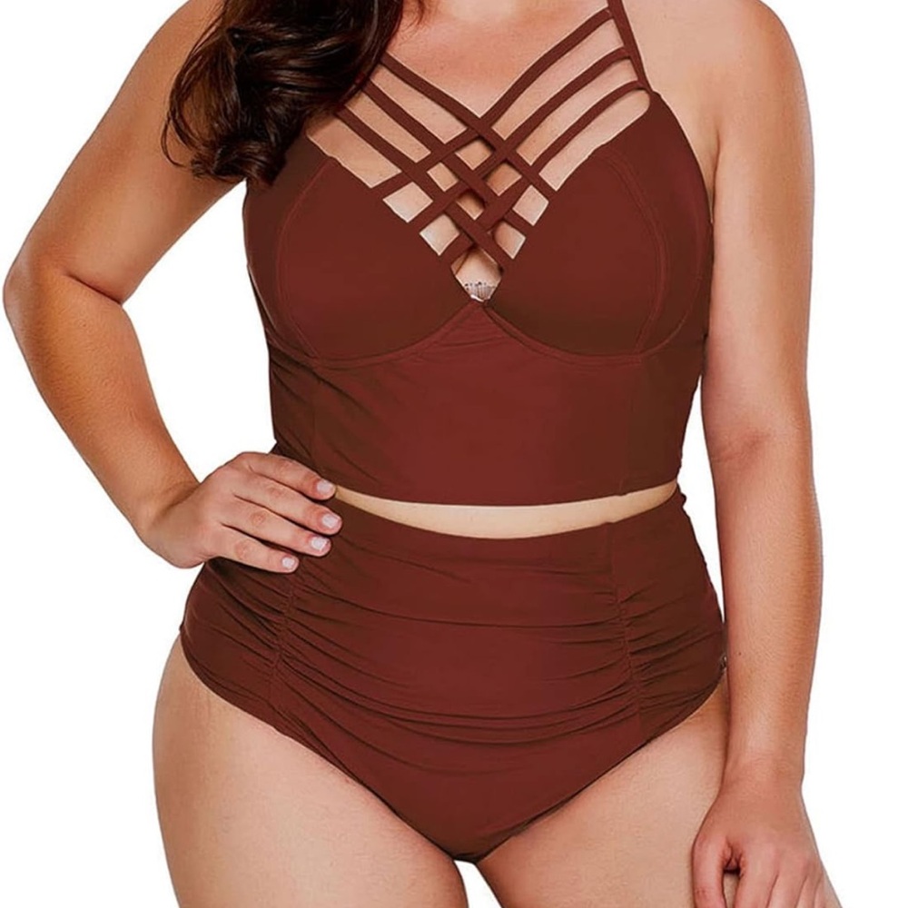 New Plus Size Strappy High-Waist Bikini